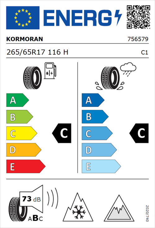 Tyre Label for Kormoran SUV Snow 265/65R17 116H
